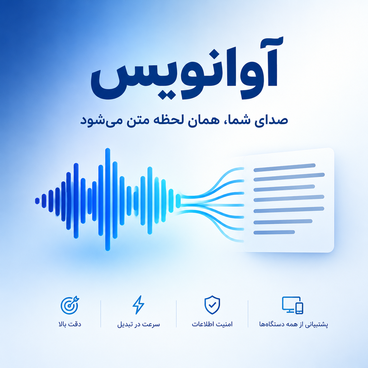 آوانویس | تبدیل گفتار فارسی و انگلیسی به متن، هم‌زمان با صحبت